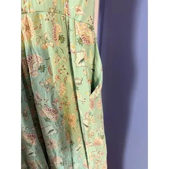 Torrid Maxi Of Shoulder Dress Light Green Floral Spring Princess Fairy Plus 1 - Picture 4 of 7